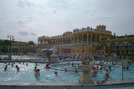 People enjoying the Széchenyi baths